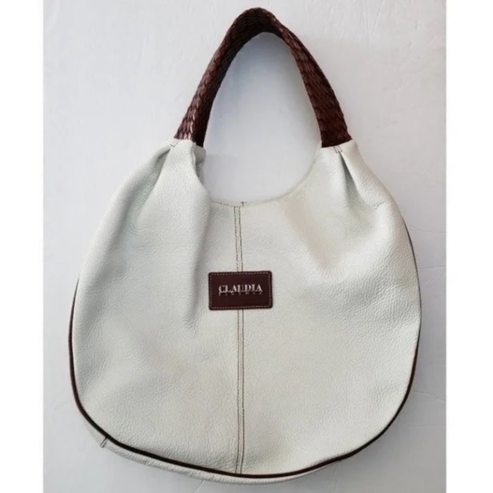 Claudia Firenza White Leather Hobo Bag